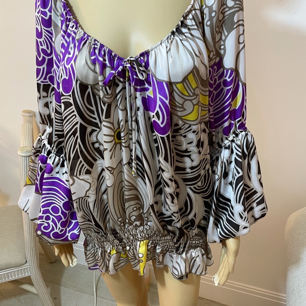 Belissimo, Floral Tunic W/ Smocking Sz 1X - Picture 2 of 10